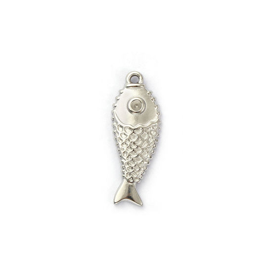 Immagine di 5 Pz Ecologico 304 Acciaio Inossidabile Gioielli Oceanici Ciondoli Tono Argento Pesce (Può tenere ss5 Strass a Punta Posteriore) 24mm x 9mm