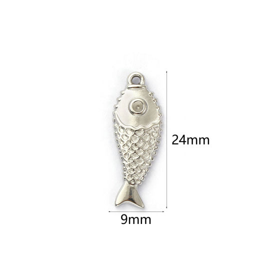 Immagine di 5 Pz Ecologico 304 Acciaio Inossidabile Gioielli Oceanici Ciondoli Tono Argento Pesce (Può tenere ss5 Strass a Punta Posteriore) 24mm x 9mm