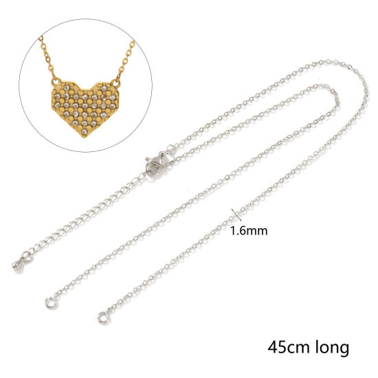 Bild von 2 Strange Umweltfreundlich Messing Exquisit Kreuz Gliederketten Halbfertige Halskette für die Herstellung von handgefertigtem Schmuck Echt Platin plattiert 45cm + 5cm lang, Kettengröße: 1.6mm