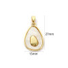 Picture of 1 Piece Natural Shell & Brass Charm Pendant 18K Gold Plated White Avocado Fruit 27mm x 15mm