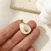 Picture of 1 Piece Natural Shell & Brass Charm Pendant 18K Gold Plated White Avocado Fruit 27mm x 15mm