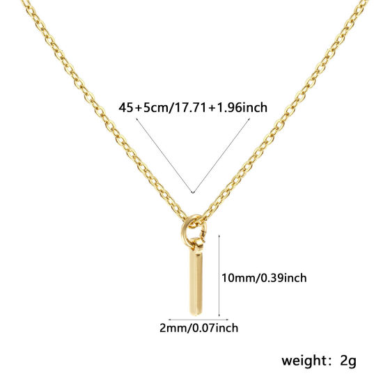 Immagine di 18K Vero Oro Placcato Catena a Cavo Collana con Ciondolo, Ottone 45cm + 5cm, Per Donne, Messaggio " I " Minimalista Lettera Maiuscola Regalo, Ecologico, 1 Pz