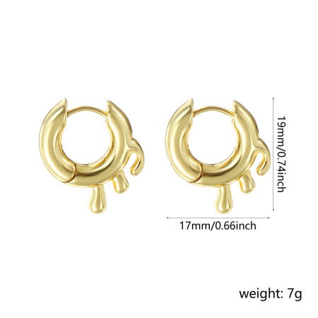 Immagine di 1 Paio Ecologico Minimalista Squisito 18K Vero Oro Placcato Ottone Goccia Orecchini Circolari Per Donne Regalo 19mm x 17mm, Posta / Filo Dimensione: 0.8mm(20 misura)