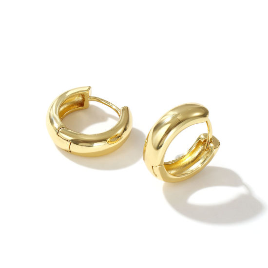 Image de 1 Paire Boucles d'Oreilles Créoles Exquis en Laiton Respectueux de la Nature Minimaliste Plaqué Or Véritable 18K Cadeau Pour Femmes 18mm Dia., Taille de Fil: 1mm(taille 18)