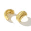 Picture of 1 Pair Eco-friendly Minimalist Exquisite 18K Real Gold Plated Brass C Shaped Stripe Hoop Earrings For Women Gift 28mm x 28mm, Post/ Wire Size: 0.7mm(21 gauge)