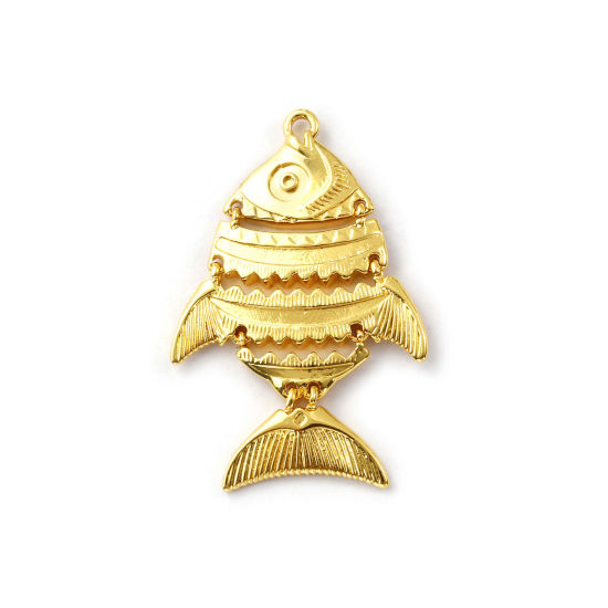 Imagen de 1 Unidad Respetuoso del Medio Ambiente Latón Joyería del océano Colgantes 18K Oro Real Chapado Pez Raya Movible 3.7cm x 2.4cm
