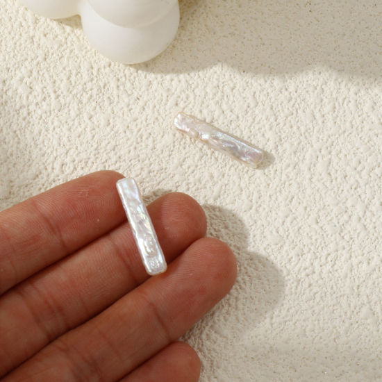 Immagine di 1 Pz Naturale Perle di Acqua Dolce Barocco Perline per la Creazione di Gioielli con Fai-da-te striscia Bianco Circa 23mm x 5mm, Foro: Circa 0.4mm