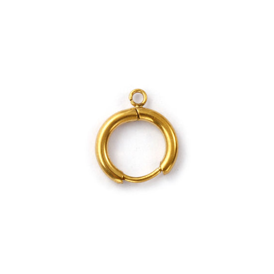 Immagine di 1 Paio Placcatura Sottovuoto PVD Ecologica 304 Acciaio Inossidabile Orecchini Circolari Tondo 18K Vero Oro Placcato Con anello Aperto 14mm x 12mm, Posta/Filo Dimensione: 0.9mm(19 misura)
