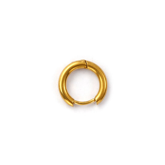 Immagine di 1 Paio Placcatura Sottovuoto PVD Ecologica 304 Acciaio Inossidabile Orecchini Circolari Tondo 18K Vero Oro Placcato 12mm Dia., Posta/Filo Dimensione: 0.9mm(19 misura)