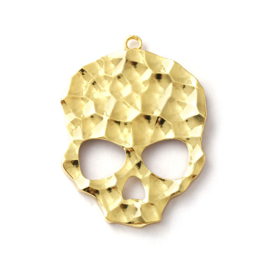 Immagine di 1 Pz Ottone Halloween Ciondoli Pendenti Placcato Oro 18K Scheletro 5.3cm x 3.9cm