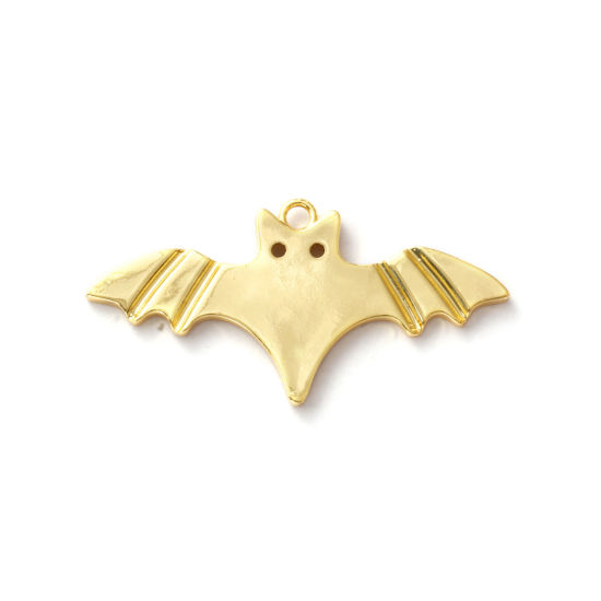 Immagine di 1 Pz Ottone Ciondoli Pendenti Placcato Oro 18K Halloween Pipistrello 5.1cm x 2.5cm