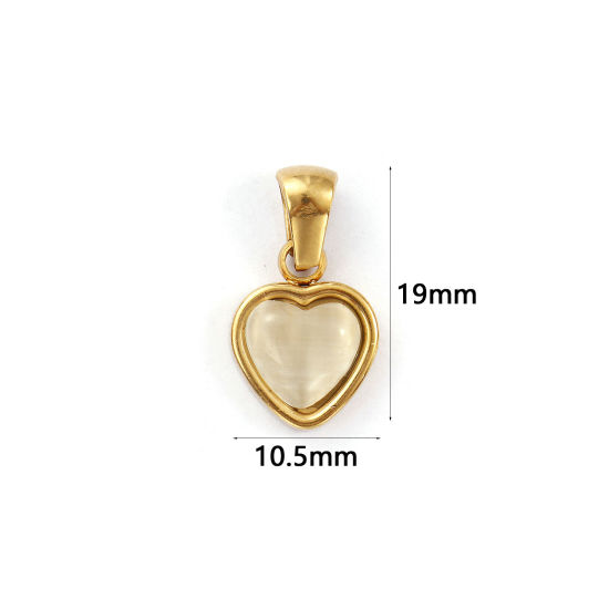 Изображение 2 ШТ Экологичное вакуумное PVD-покрытие 304 Нержавеющая Сталь День святого Валентина Подвески 18K настоящее золото с покрытием Оff-Белый Сердце Цимофана Имитация 19мм x 10.5мм
