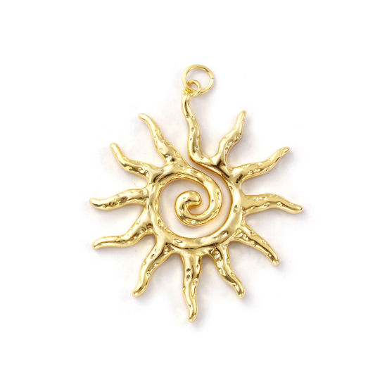 Immagine di 1 Pz Ecologico Ottone Galassia Ciondoli Pendenti 18K Vero Oro Placcato Sole 4.2cm x 3.4cm