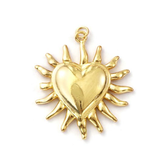 Immagine di 1 Pz Ecologico Ottone Religione Ciondoli Pendenti 18K Vero Oro Placcato Ex Voto Cuore 4.3cm x 3.7cm