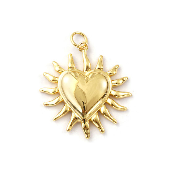 Immagine di 1 Pz Ecologico Ottone Religione Ciondoli Pendenti 18K Vero Oro Placcato Ex Voto Cuore 3cm x 2.5cm