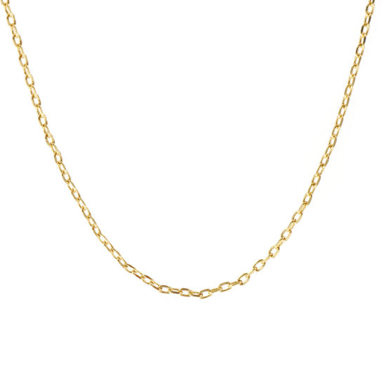 Picture of 1 Piece 18K Real Gold Plated Link Cable Chain Necklace, Brass 40cm(15.7") + 5cm(2"), Chain Size: 1.8mm, For Women, Minimalist Exquisite Gift, Eco-friendly