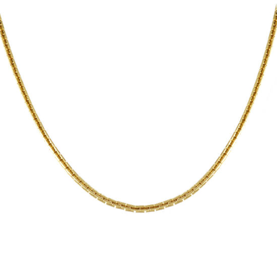Immagine di 1 Pz 18K Vero Oro Placcato Catena Collana, Ottone 40cm + 5cm, Dimensione della Catena: 2mm, Per Donne, Minimalista Squisito Regalo, Ecologico