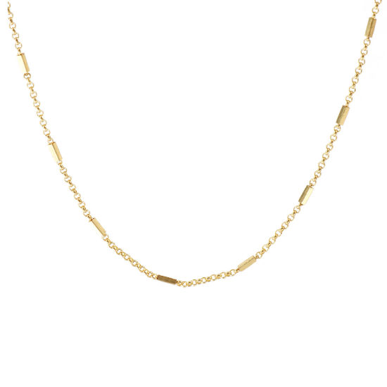 Picture of 1 Piece 18K Real Gold Plated Link Chain Necklace, Brass 40cm(15.7") + 5cm(2"), Chain Size: 1.6mm, For Women, Minimalist Exquisite Gift, Eco-friendly