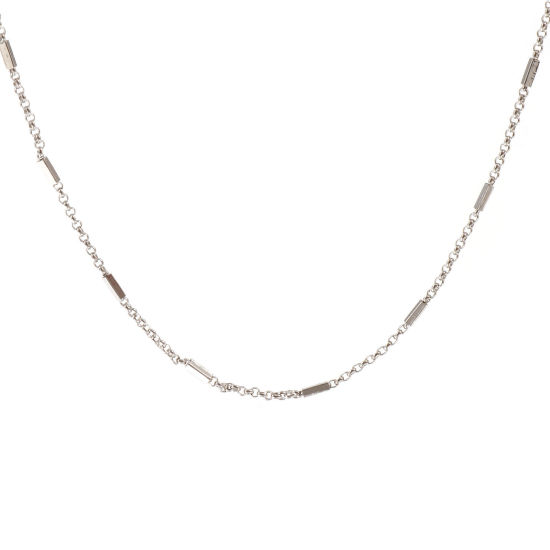 Picture of 1 Piece Real Platinum Plated Link Chain Necklace, Brass 40cm(15.7") + 5cm(2"), Chain Size: 1.6mm, For Women, Minimalist Exquisite Gift, Eco-friendly