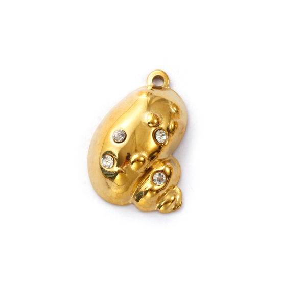 Immagine di 1 Pz Placcatura Sottovuoto PVD Ecologica 304 Acciaio Inossidabile Ciondoli 18K Vero Oro Placcato Conchiglia Micro Spianare Trasparente Cubic Zirconiae 26.5mm x 19mm