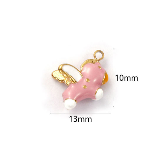 Изображение 1 ШТ Экологичное вакуумное PVD-покрытие 304 Нержавеющая Сталь Серия Сказки Подвески 18K настоящее золото с покрытием Розовый С Эмалью Лошадь Трехмерный 13мм x 10мм