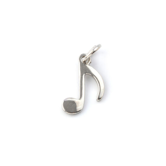 Immagine di 2 Pz Ecologico Ottone Musica Ciondoli Vero Platino Placcato Nota Musicale 16mm x 8mm