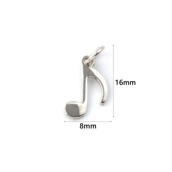 Immagine di 2 Pz Ecologico Ottone Musica Ciondoli Vero Platino Placcato Nota Musicale 16mm x 8mm