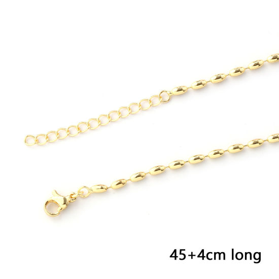 Bild von 1 Strang 18K Vergoldet Kugelkette Kette Halskette, Messing 45cm + 4cm, Kettengröße: 2mm, Für Frauen, Minimalistisch Exquisit