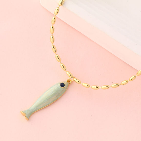 Bild von 1 Strang 18K Vergoldet Kugelkette Kette Halskette, Messing 45cm + 4cm, Kettengröße: 2mm, Für Frauen, Minimalistisch Exquisit