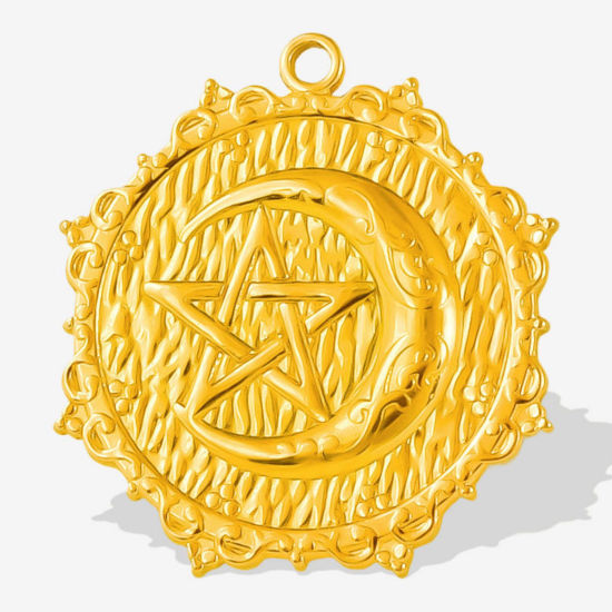 Immagine di 2 Pz Placcatura Sottovuoto PVD Ecologica 304 Acciaio Inossidabile Galassia Ciondoli Pendenti Placcato Oro 18K Tondo Luna 3.2cm x 3cm