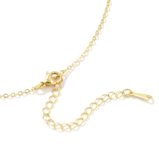 18Kリアルゴールドメッキ 小豆チェーン・あづきチェーン 卓球パドル ペンダントネックレス、 真鍮 46cm + 6cm、 女性のため、 赤 エナメル アクリル模造真珠、 スポーツ プレゼント、 エコフレンドリー、 1 本 の画像