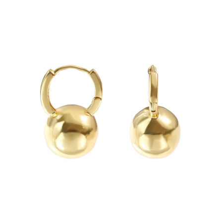 1 Pair Eco-friendly Minimalist Exquisite 18K Real Gold Plated Brass Ball Hoop Earrings For Women Gift 22mm x 15mm, Post/ Wire Size: 0.8mm(20 gauge)