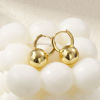 Picture of 1 Pair Eco-friendly Minimalist Exquisite 18K Real Gold Plated Brass Ball Hoop Earrings For Women Gift 22mm x 15mm, Post/ Wire Size: 0.8mm(20 gauge)