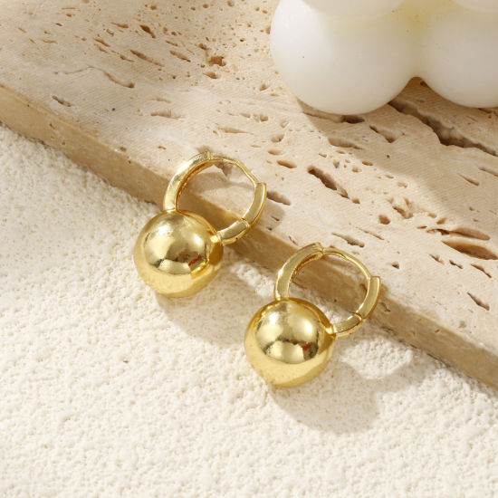 Bild von 1 Paar Umweltfreundlich Minimalistisch Exquisit 18K Echtgold plattiert Messing Rund Hoop Ohrringe Für Frauen Geschenk 22mm x 15mm, Pfosten-/Drahtstärke: 0.8mm(20 Gauge)