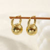 Picture of 1 Pair Eco-friendly Minimalist Exquisite 18K Real Gold Plated Brass Ball Hoop Earrings For Women Gift 22mm x 15mm, Post/ Wire Size: 0.8mm(20 gauge)