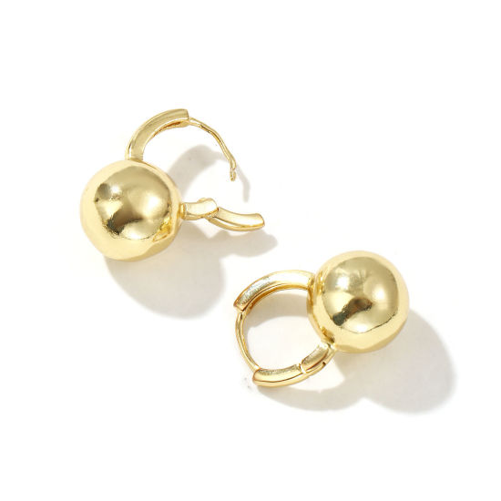 Bild von 1 Paar Umweltfreundlich Minimalistisch Exquisit 18K Echtgold plattiert Messing Rund Hoop Ohrringe Für Frauen Geschenk 22mm x 15mm, Pfosten-/Drahtstärke: 0.8mm(20 Gauge)