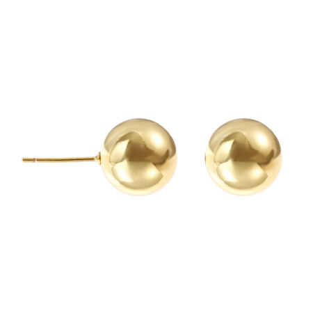 Picture of 1 Pair Eco-friendly Minimalist Exquisite 18K Real Gold Plated Brass Ball Ear Post Stud Earrings For Women Gift 12mm Dia., Post/ Wire Size: 0.8mm(20 gauge)