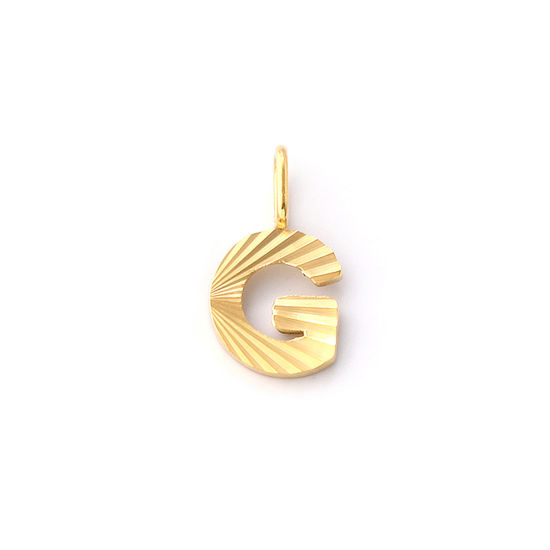Picture of 2 PCs Eco-friendly PVD Vacuum Plating 304 Stainless Steel Capital Alphabet Initial Letter Name Charms 18K Real Gold Plated Stripe Message " G " 16mm x 9mm