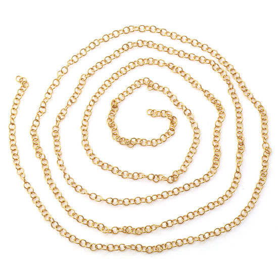 Immagine di 1 M (Circa 450 Pz) 3mm Dia, 0.5mm(24 misura) Placcatura Sottovuoto PVD Ecologica 304 Acciaio Inossidabile Aperto Stile Anello di Salto 18K Vero Oro Placcato Tondo