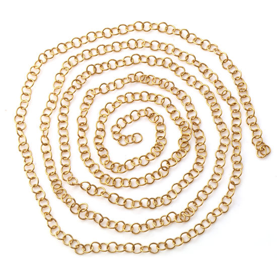 Immagine di 1 M (Circa 400 Pz) 4mm Dia, 0.6mm(23 misura) Placcatura Sottovuoto PVD Ecologica 304 Acciaio Inossidabile Aperto Stile Anello di Salto 18K Vero Oro Placcato Tondo