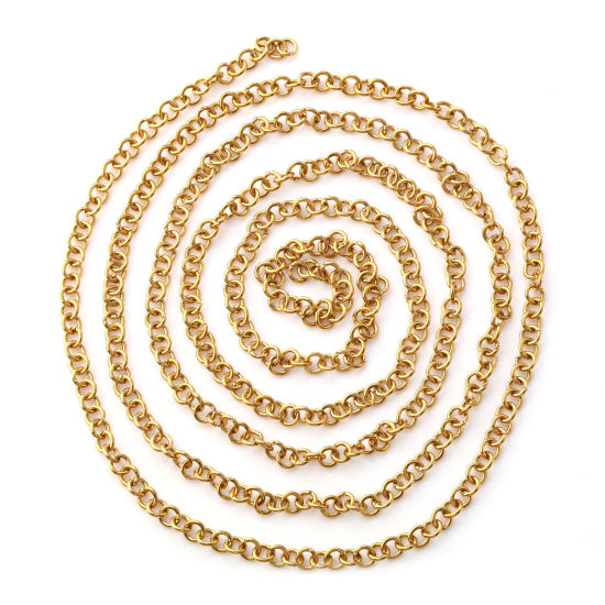 Immagine di 1 M (Circa 380 Pz) 4mm Dia, 0.8mm(20 misura) Placcatura Sottovuoto PVD Ecologica 304 Acciaio Inossidabile Aperto Stile Anello di Salto 18K Vero Oro Placcato Tondo