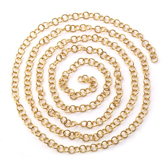 Immagine di 1 M (Circa 300 Pz) 5mm Dia, 0.8mm(20 misura) Placcatura Sottovuoto PVD Ecologica 304 Acciaio Inossidabile Aperto Stile Anello di Salto 18K Vero Oro Placcato Tondo