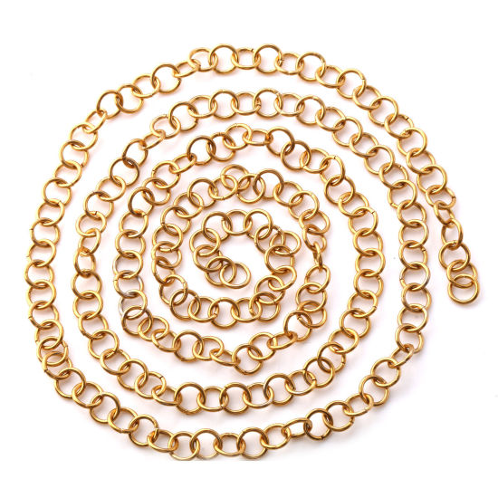 Immagine di 1 M (Circa 180 Pz) 8mm Dia, 1.2mm(17 misura) Placcatura Sottovuoto PVD Ecologica 304 Acciaio Inossidabile Aperto Stile Anello di Salto 18K Vero Oro Placcato Tondo