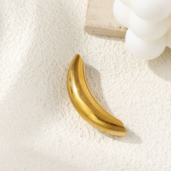 Immagine di 1 Pz Placcatura Sottovuoto PVD Ecologica 304 Acciaio Inossidabile Perline per la Creazione di Gioielli con Fai-da-te 18K Vero Oro Placcato Tubo Curvo 5.5cm x 1.2cm, Buco: Circa 7.5mm