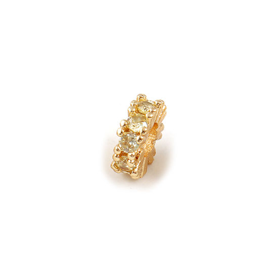Immagine di 2 Pz Ecologico Ottone Pietre Nascita Perline Distanziatrici per Gioielli Fai-da-te che Fanno Risultati 18K Vero Oro Placcato Novembre Tondo Giallo Pallido Cubic Zirconiae 8mm Dia., Buco: Circa 3.5mm