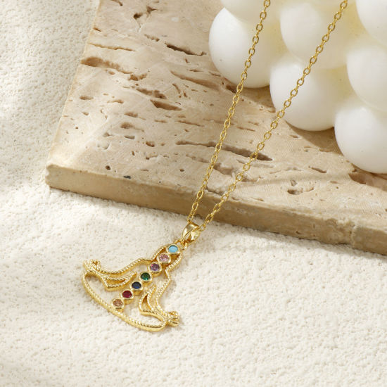 Immagine di 2 PCs Eco-friendly Brass Religious Pendants 18K Real Gold Plated Human Yoga Healing Micro Pave Multicolour Cubic Zirconia 3.1cm x 2.8cm