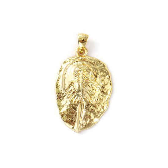 Изображение 2 ШТ Экологичный Латунь Подвески 18K настоящее золото с покрытием Ископаемая птица 3.4см x 1.9см