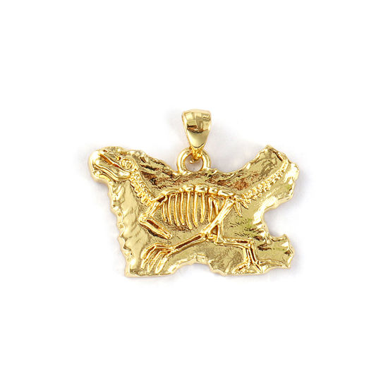 Изображение 2 ШТ Экологичный Латунь Подвески 18K настоящее золото с покрытием Ископаемые динозавры 26мм x 22мм