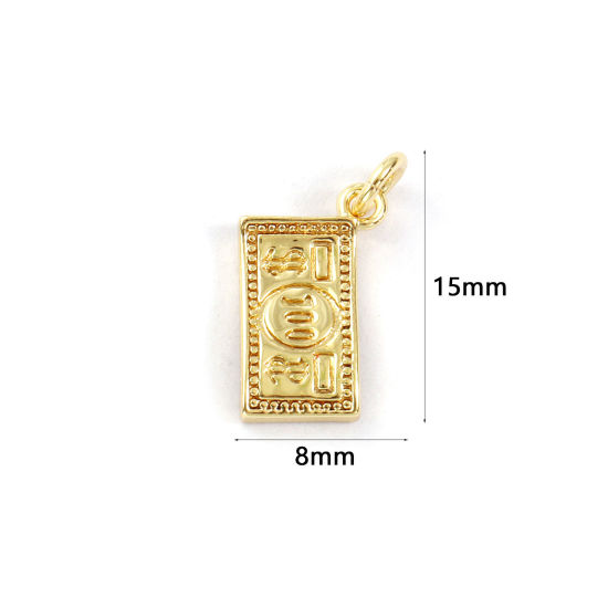 Immagine di 2 Pz Ecologico Ottone Ciondoli 18K Vero Oro Placcato Dollaro Americano Doppia Faccia 15mm x 8mm