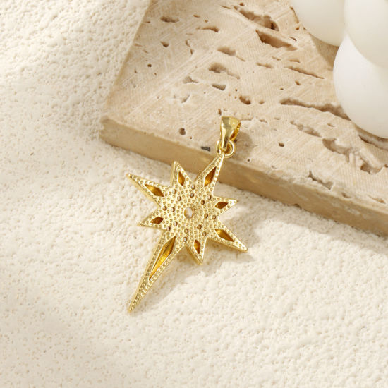 Изображение 1 ШТ Экологичный Латунь галактика Подвески 18K настоящее золото с покрытием Звезда Бижутерия усыпанная мелким фианит Прозрачный Искусственный Циркон 4см x 2.6см